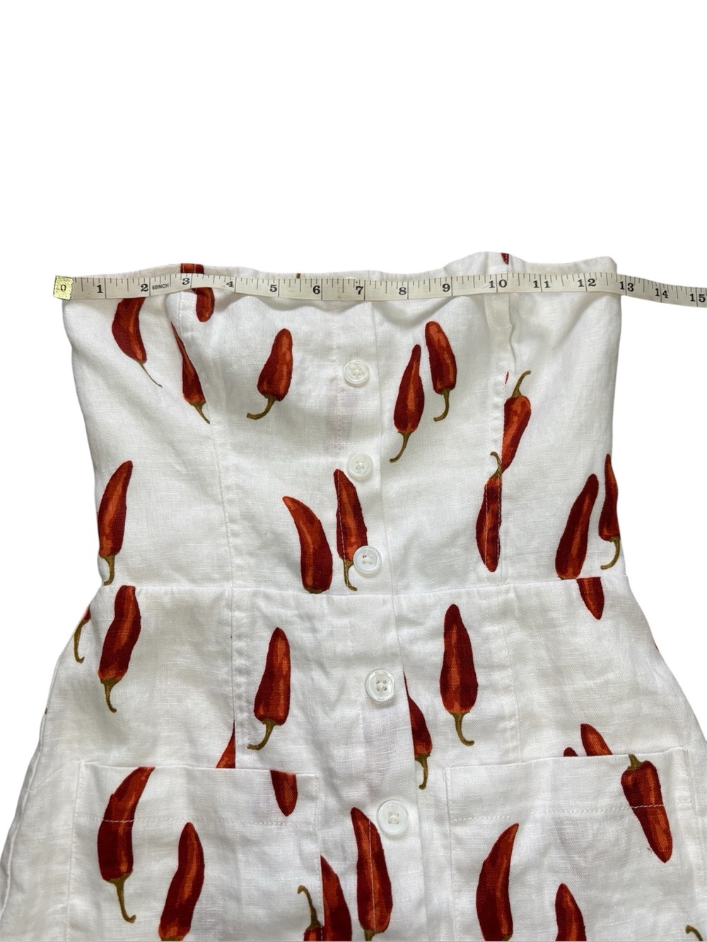 Reformation Chili Pepper Linen Strapless Mini Dress 0 - Picture 4 of 7